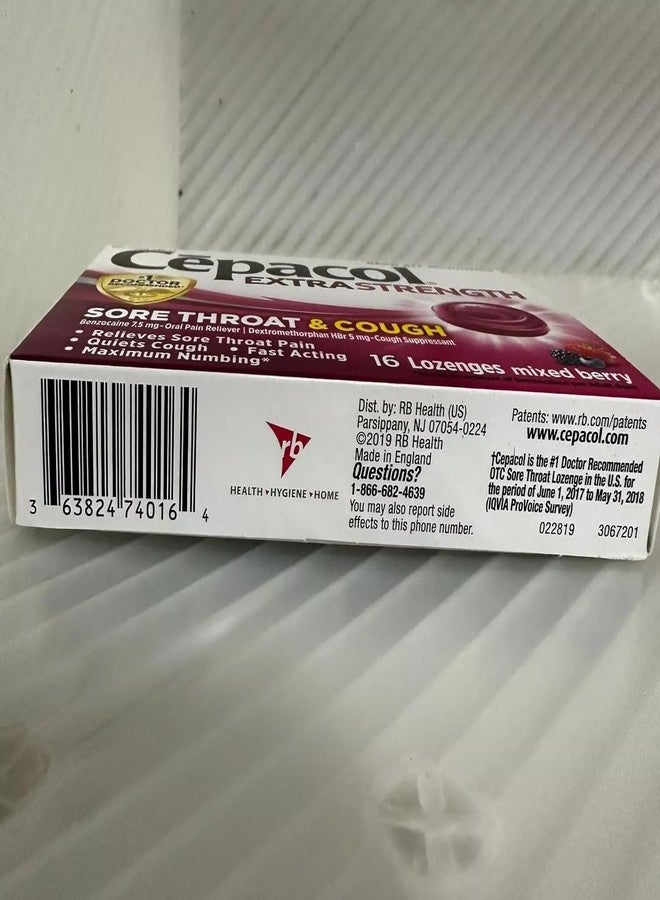 Cepacol Extra Strength Sore Throat & Cough Relief Lozenges, 16 Count, Mixed Berry Flavor, Maximum Numbing, Fast Acting Relieves Sore Throat Pain, and Quiets Cough (Pack of 12) - Image 2